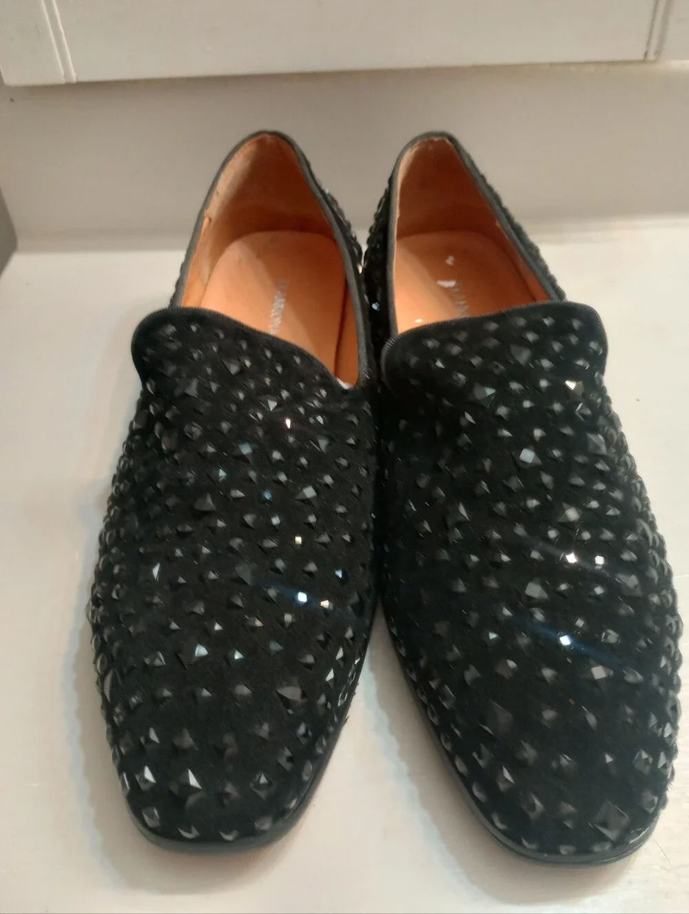Elanroman Mens Black Studded Loafers With Box